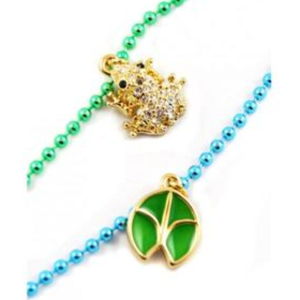 DISNEY COUTURE PRINCESS & FROG LOVE FROG/FROG PAD/CROWN CHARM NECKLACE**NEW! - Picture 3 of 7